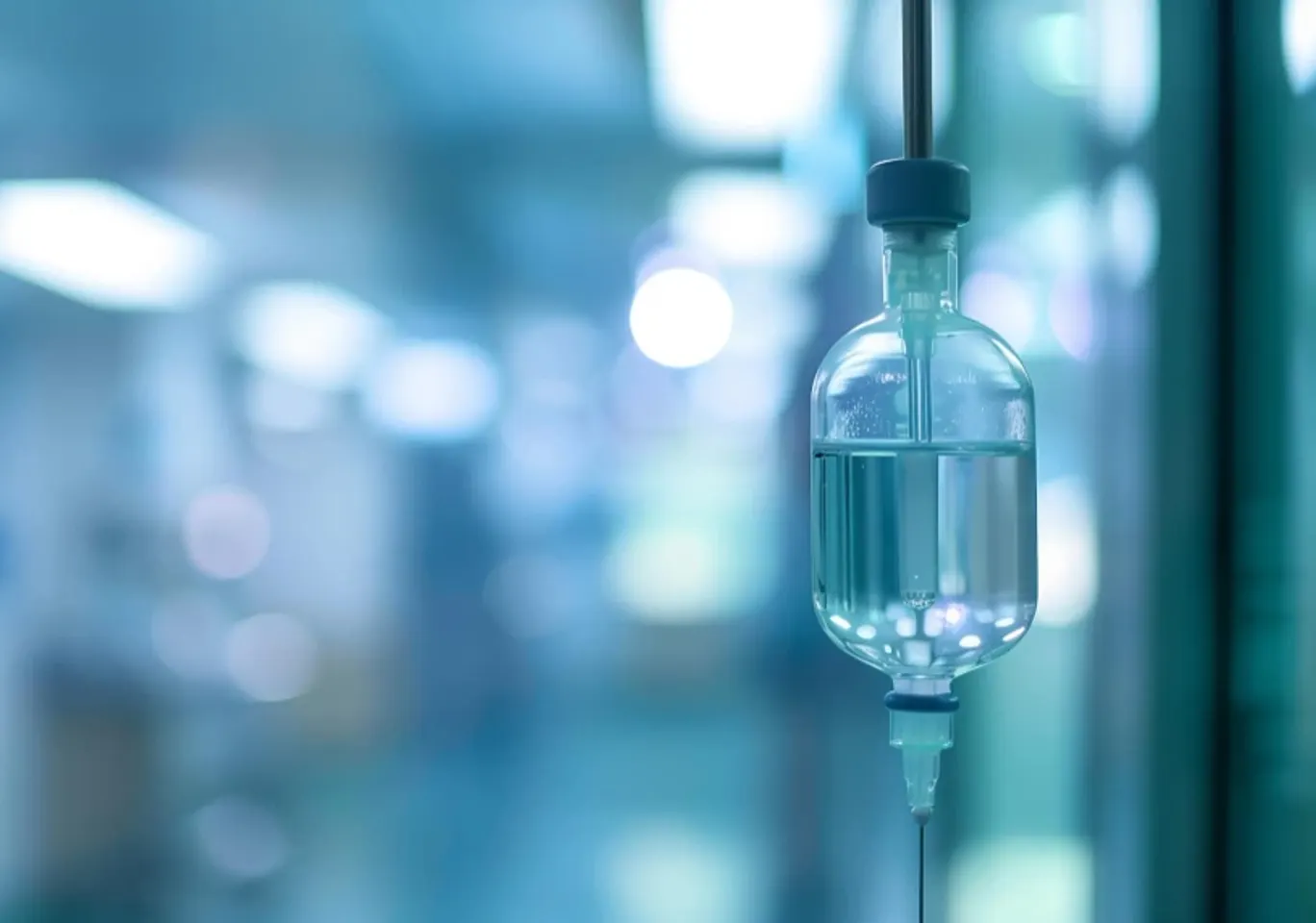 Detoks alkoholowy Turek: butelka infuzyjna zawieszona w gabinecie